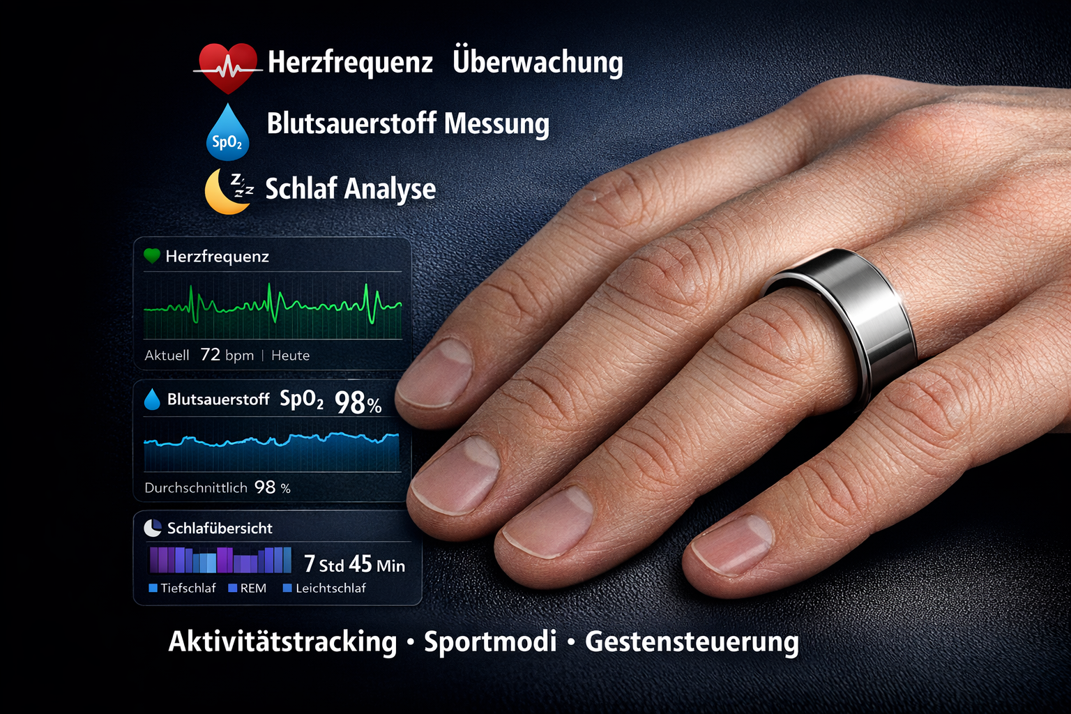 Smart Ring Performance Edition – 24/7 Herzfrequenz- & Schlafanalyse