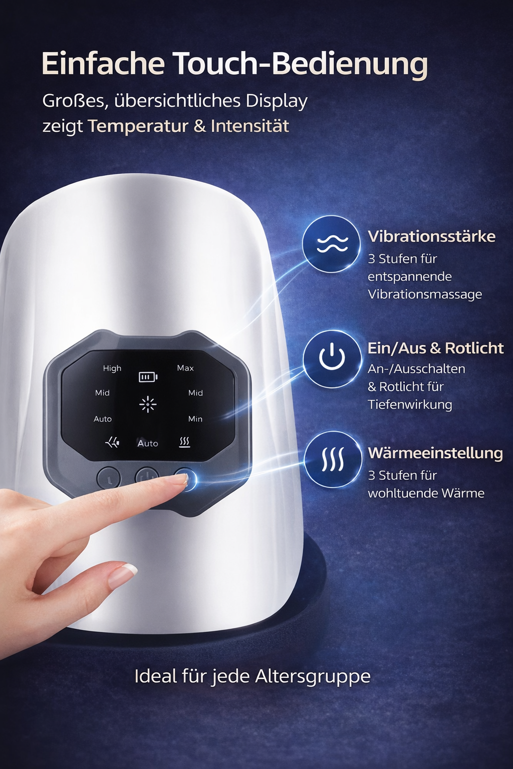 Drahtloses Elektrisches Kniemassagegerät mit Wärme, Vibration und Rotlichttherapie