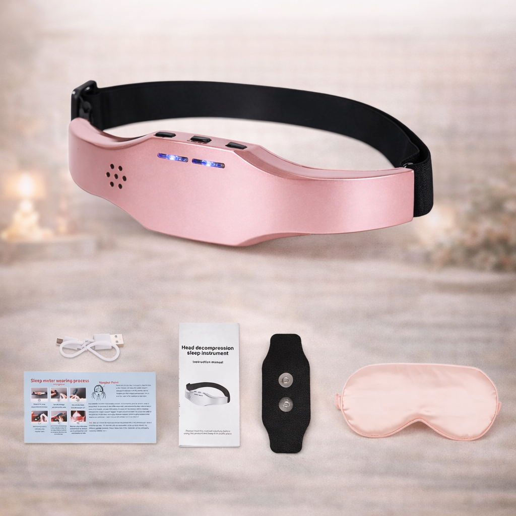 RelaxPulse Headband in Pink mit Zubehör und Lieferumfang