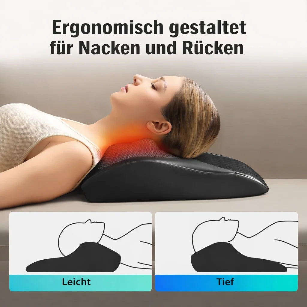 Elektrisches Massage-Nackenkissen – Shiatsu, 3 Geschwindigkeiten, Rücken & Taille, Heizfunktion, Auto-kompatibel