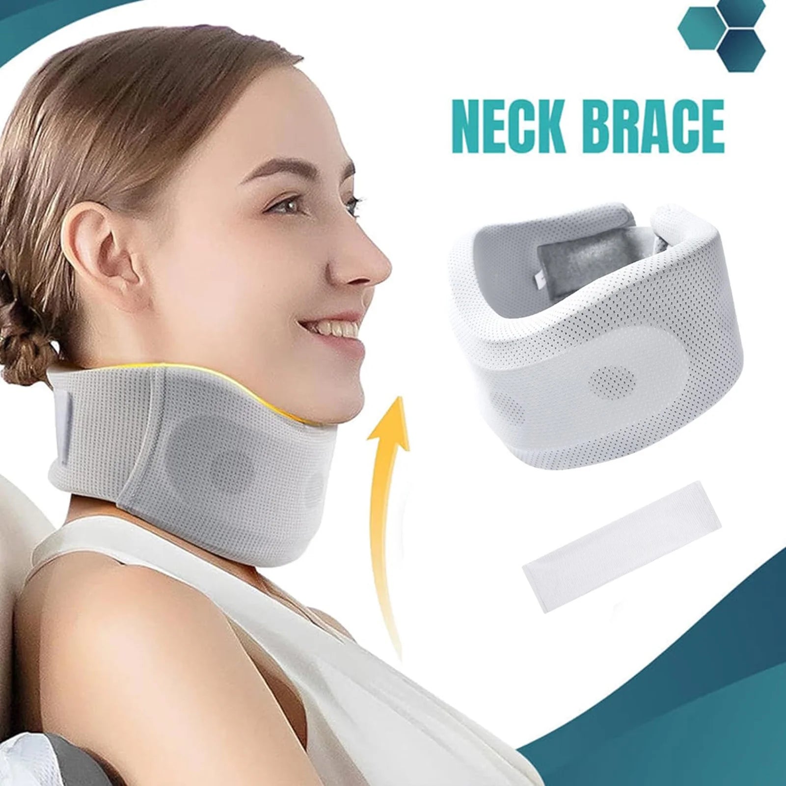 Soft Foam Cervical Neck Collar Adjustable Brace Support with Replacement Cover for Travel Office Sleeping