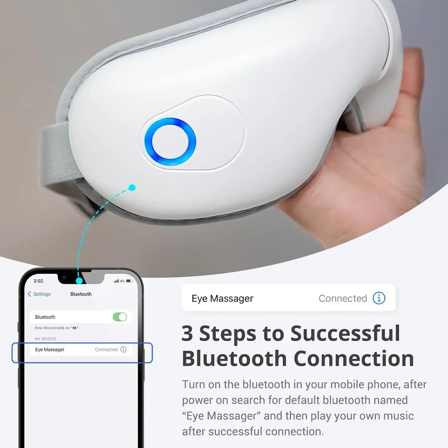 Faltbares Augenmassagegerät – Wärme, Vibration, Bluetooth-Musik, Airbag-Massage für müde Augen & bessere Entspannung