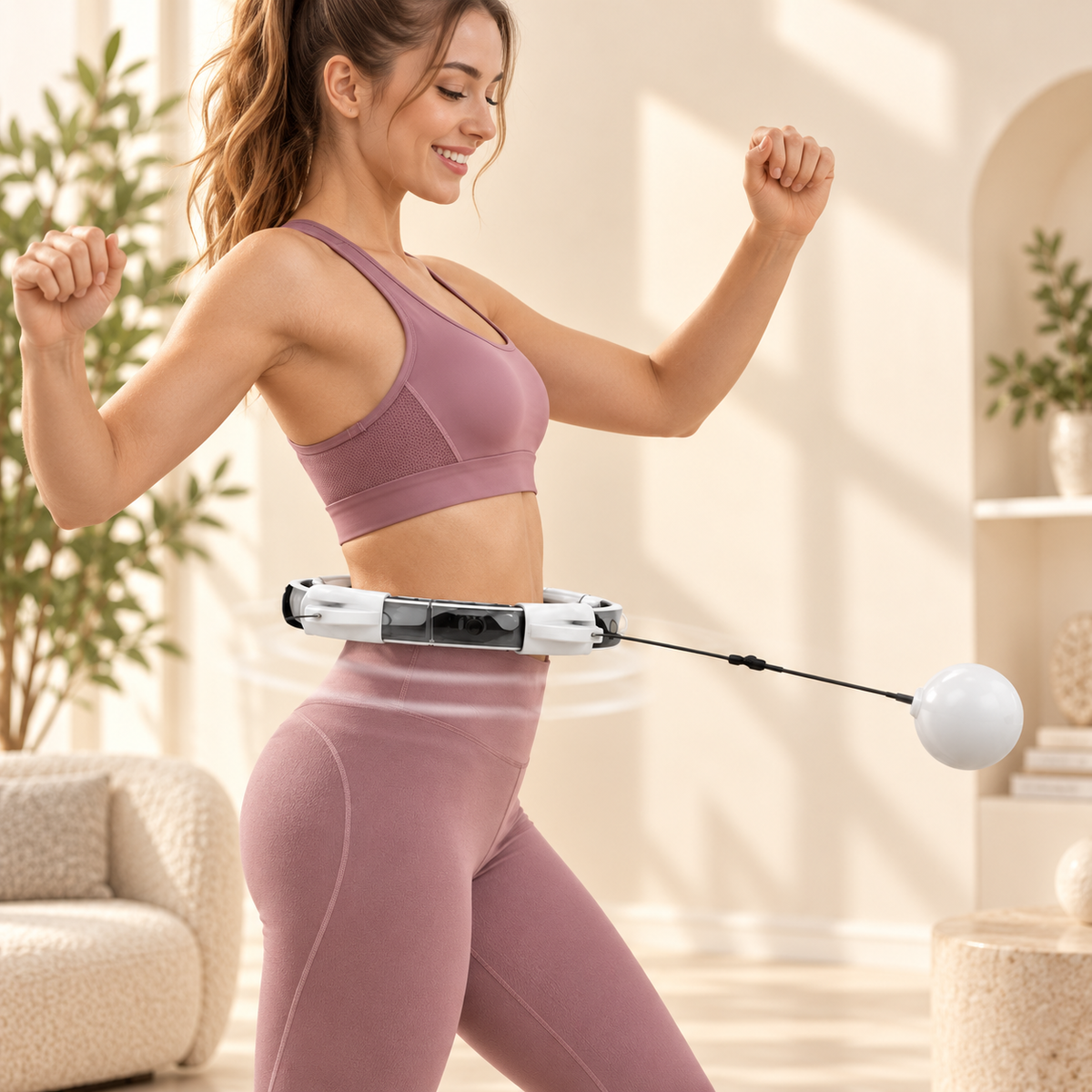 Smart Fit 360 Fitnessreifen mit Gewichtskugel bei der Anwendung zu Hause