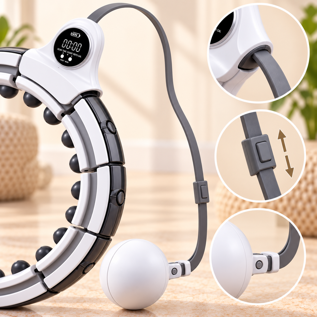 Smart Fit 360 Fitnessreifen mit verstellbarem Seil und Gewichtsball