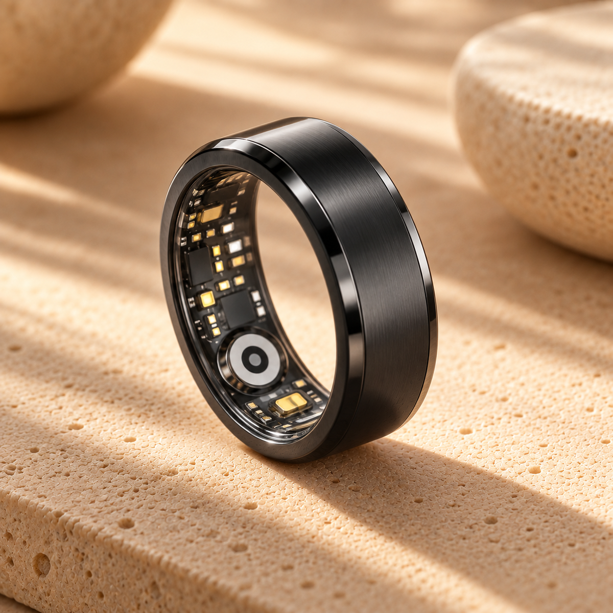 Livingwelllife Smart Ring in Schwarz mit integriertem Sensor im Premium-Wellness-Design
