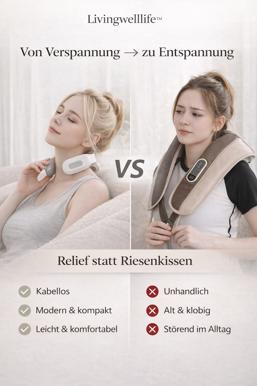 Vergleich zwischen herkömmlicher Massage und moderner Tiefenmassage mit Wärmefunktion