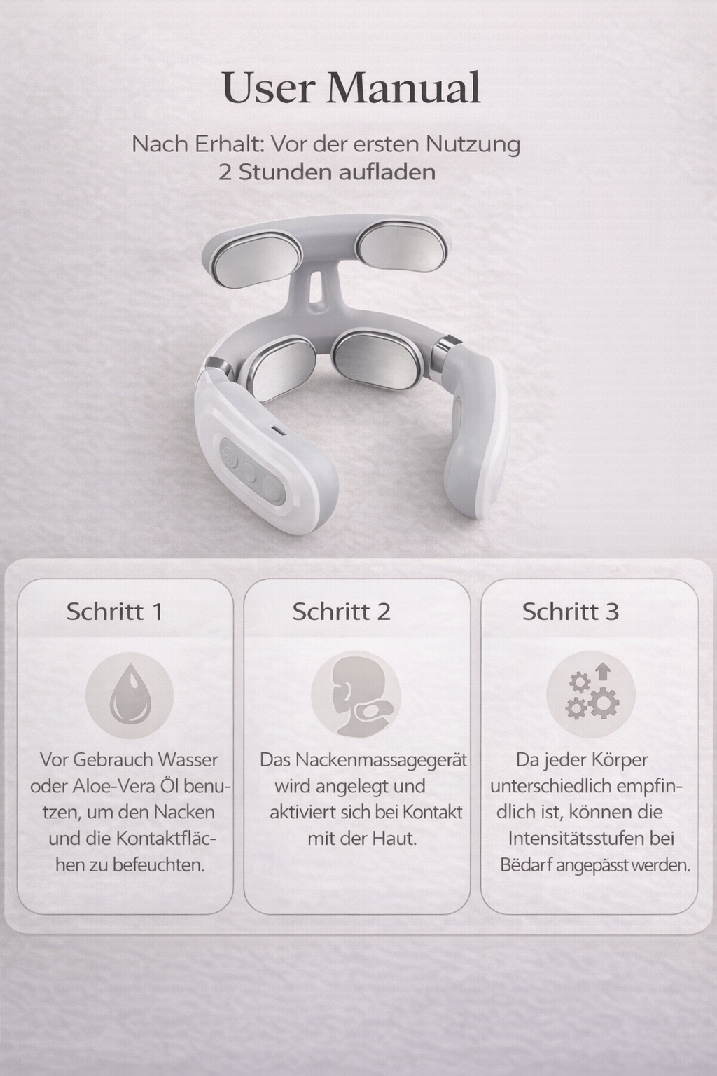 Detailaufnahme der Massagepunkte für gezielte Tiefenmassage im Nackenbereich