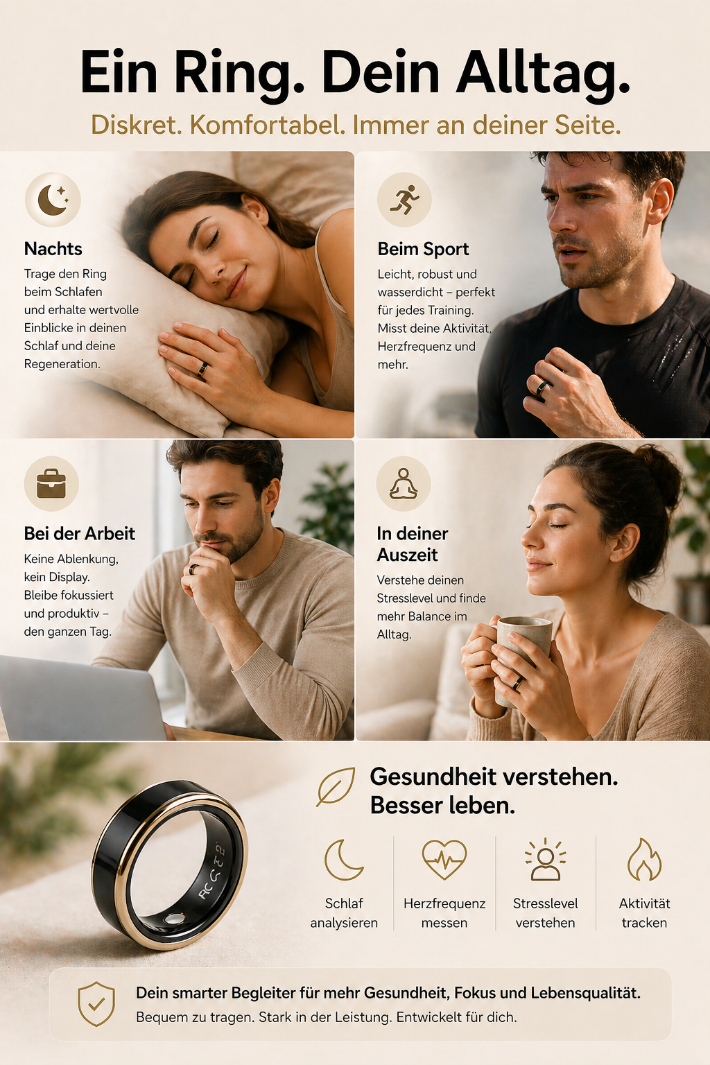Performance Smart Ring im Alltag für besseren Schlaf mehr Fokus und Gesundheitstracking