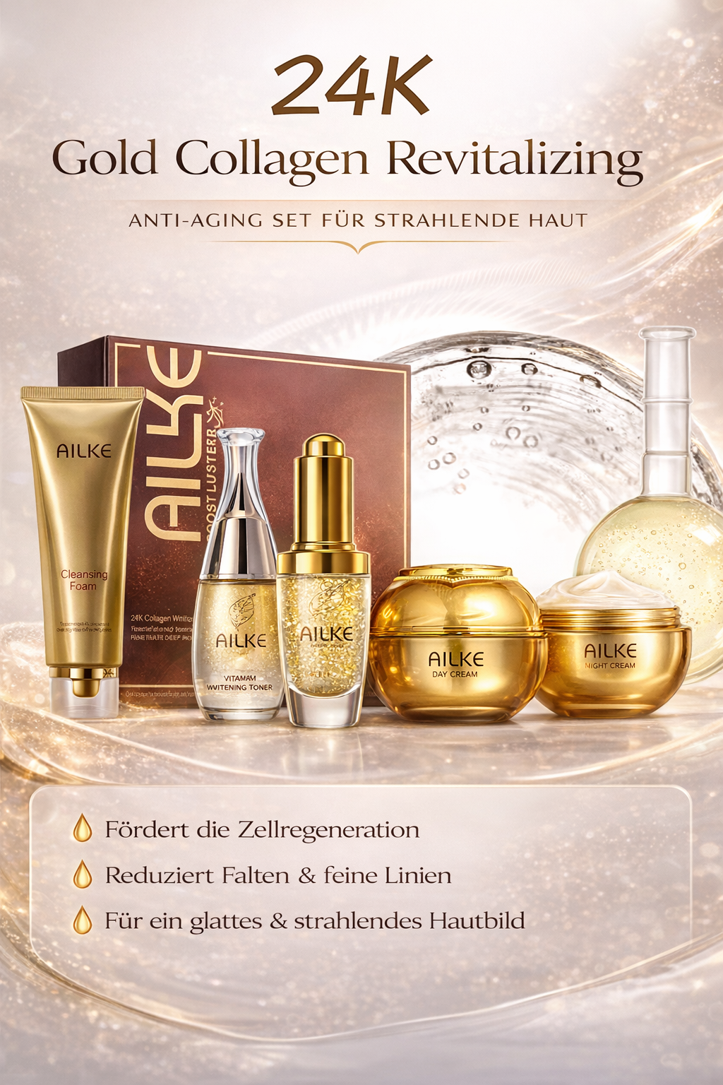 AILKE Collagen Hautpflege-Set – 5-teilig für deine tägliche Skincare Routine