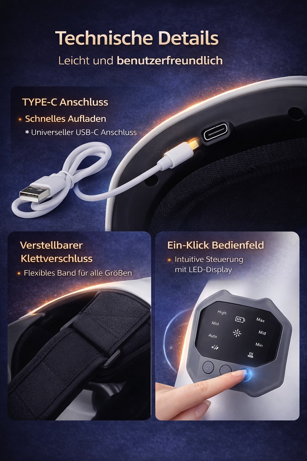 Drahtloses Elektrisches Kniemassagegerät mit Wärme, Vibration und Rotlichttherapie