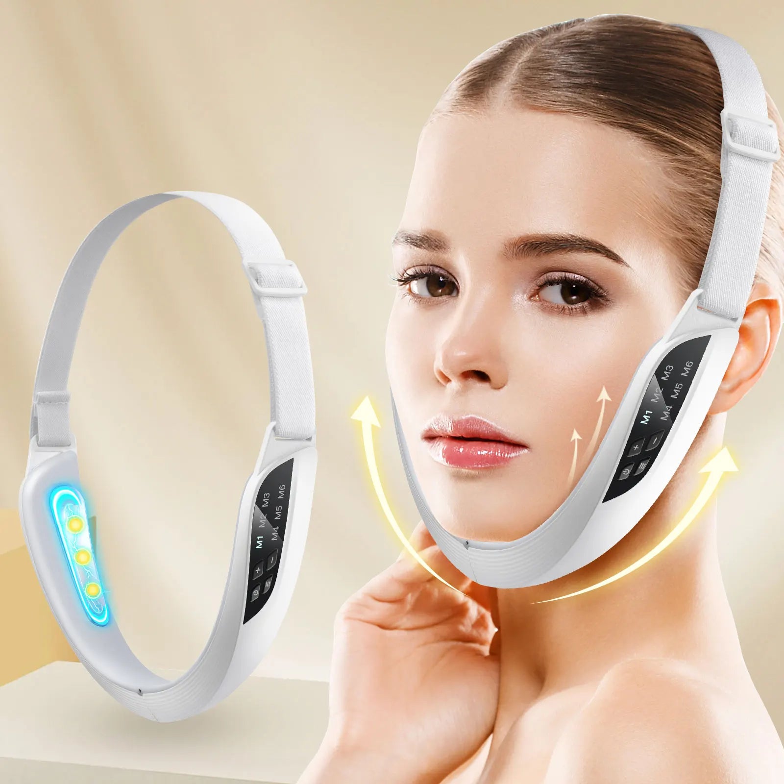 Elektrisches V-Face Lifting Beauty Device – 6 Modi, 8 Intensitätsstufen, EMS Mikrostrom-Gesichtsmassagegerät für Straffung & Doppelkinnreduzierung