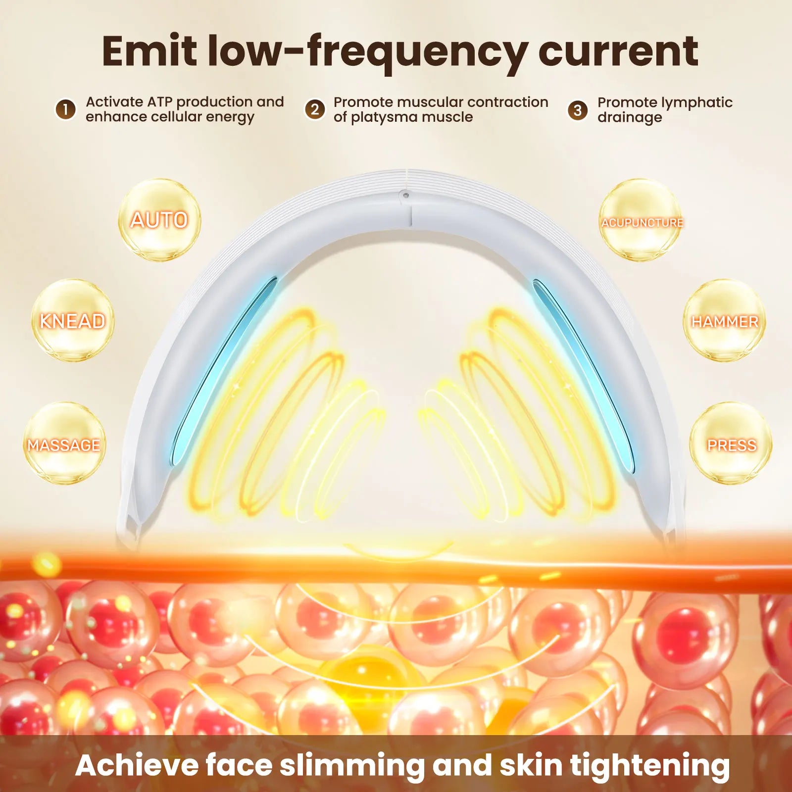Elektrisches V-Face Lifting Beauty Device – 6 Modi, 8 Intensitätsstufen, EMS Mikrostrom-Gesichtsmassagegerät für Straffung & Doppelkinnreduzierung