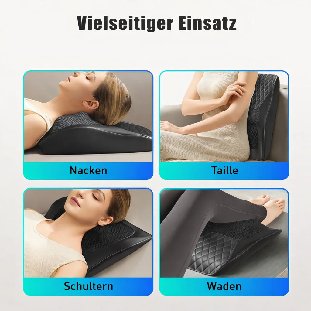 Elektrisches Massage-Nackenkissen – Shiatsu, 3 Geschwindigkeiten, Rücken & Taille, Heizfunktion, Auto-kompatibel