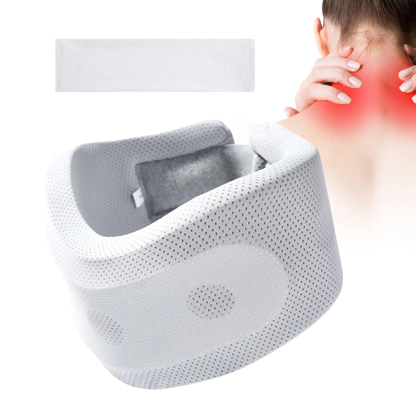 Soft Foam Cervical Neck Collar Adjustable Brace Support with Replacement Cover for Travel Office Sleeping