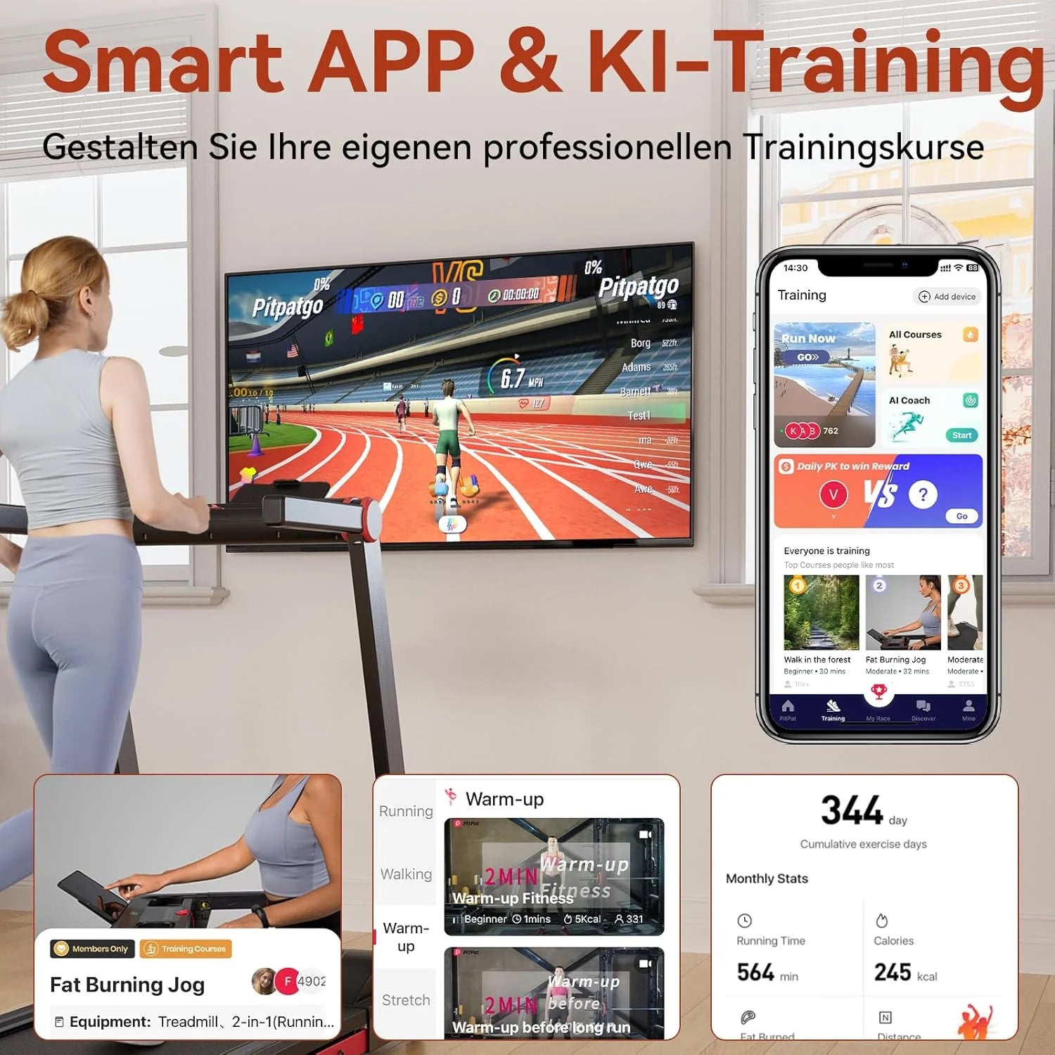 Clearance Promotion 3.5HP Foldable Incline Home Treadmill Walkingpad with Handle Bar Holder 350LBS LCD Screen App Data Monitor