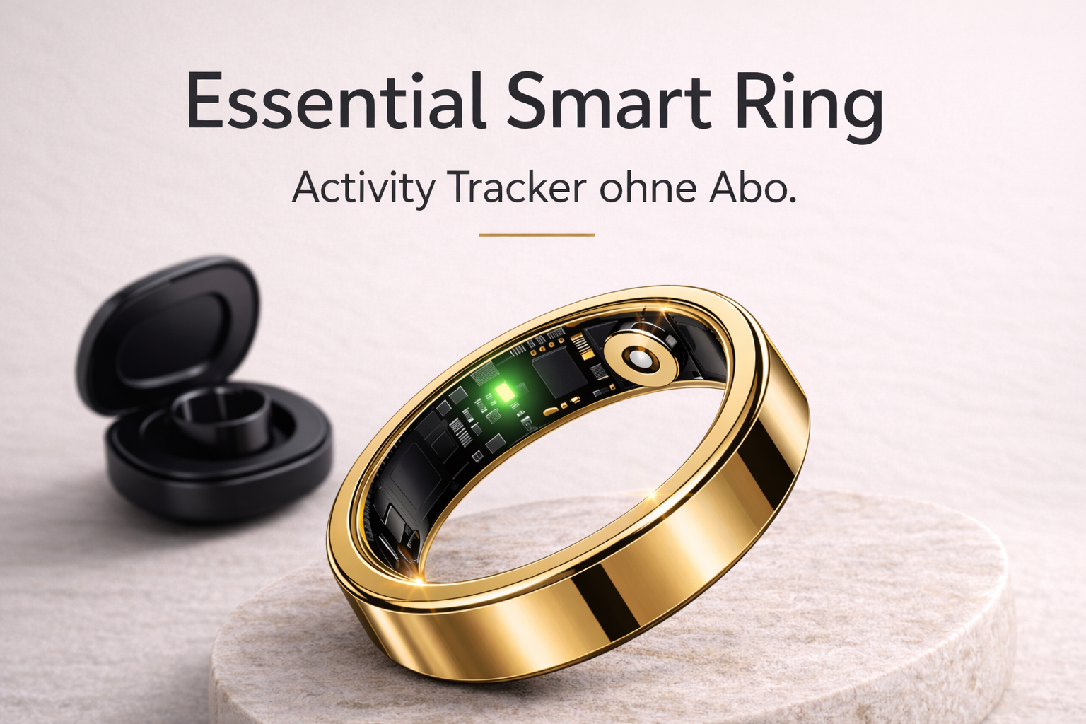Essential Smart Ring in Gold – luxuriöser Activity Tracker ohne Abo für stilbewusstes Tracking im Alltag