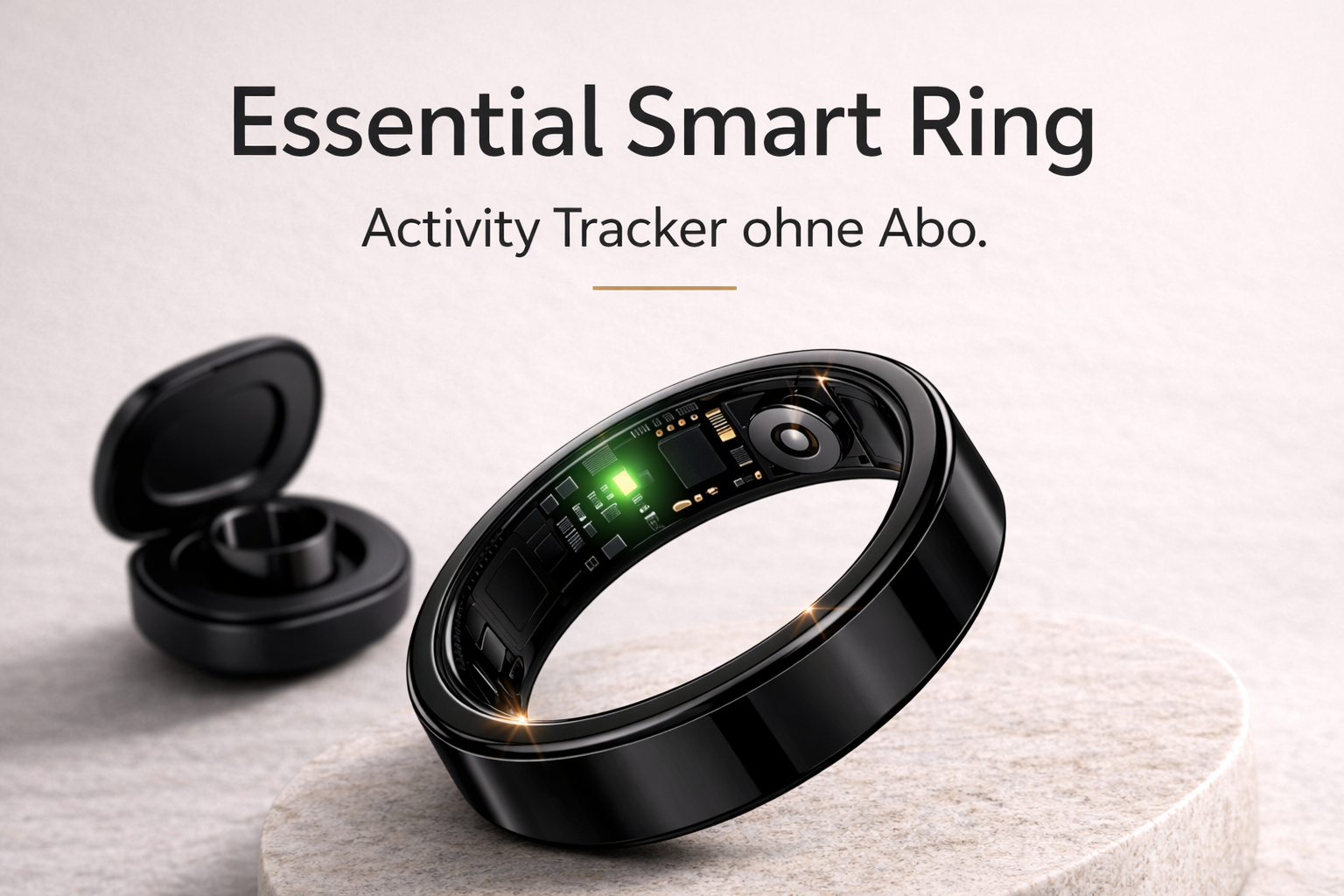 Essential Smart Ring in Schwarz – minimalistischer Premium Activity Tracker ohne Abo im modernen Design