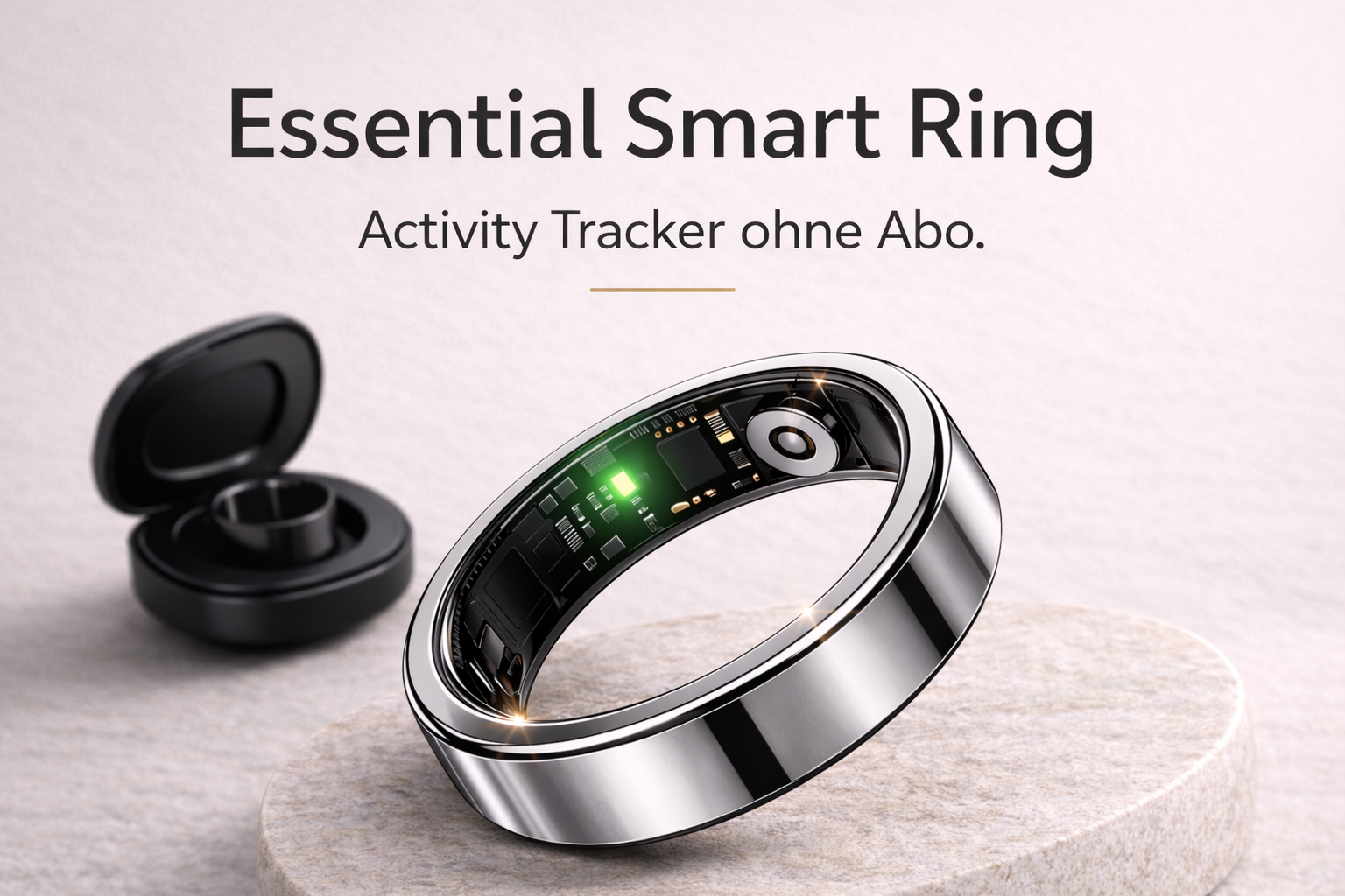 Essential Smart Ring in Silber – eleganter Activity Tracker ohne Abo für Alltag, Schlaf und Bewegung